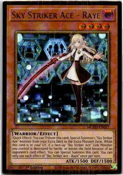 Sky Striker Ace - Raye MGED-EN017 Yu-Gi-Oh! Light Play 1st Edition Premium Gold - Image 1