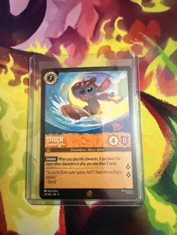 2025 Disney Lorcana Stitch Carefree Surfer 24/204 Fabled Legendary Gold Stamp - Image 1