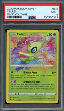 2020 Pokemon Sword & Shield Vivid Voltage #9 Celebi PSA 9 Mint - Image 1