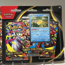 (2) Pokemon TCG Mega Evolution 3-Pack Blister Set Psyduck PROMO LOT! - Image 2