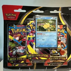 (2) Pokemon TCG Mega Evolution 3-Pack Blister Set Psyduck PROMO LOT! - Image 3