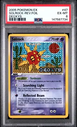 PSA 6 EX-MT Pokemon 2005 Ex Deoxys Solrock Reverse Holo Foil #47 - Image 1
