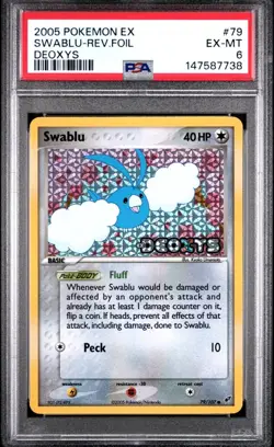 PSA 6 EX-MT Pokemon 2005 Ex Deoxys Swablu Reverse Holo Foil #79 - Image 1