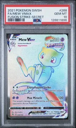 Mew VMAX 268/264 SR Secret Rare Fusion Strike SWSH8 Pokemon TCG PSA 10 - Image 1