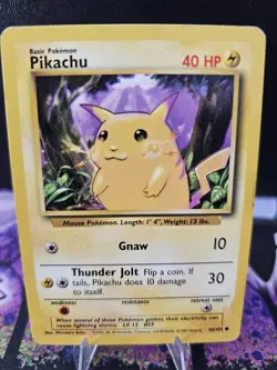 Pikachu 058/102 Base Set Regular Unlimited Yellow Cheeks Pokemon WOTC HP - Image 1