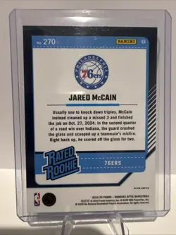 2024-25 Donruss Optic Jared McCain Rated Rookie Purple Shock Prizm #270 - Image 2
