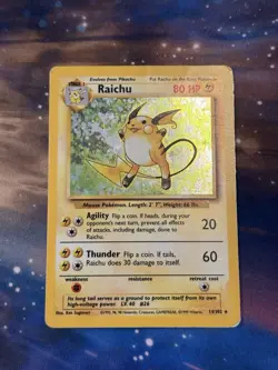 Pokemon Raichu Base Set Holo Rare 14/102 English Trading Card 1999 - Image 1