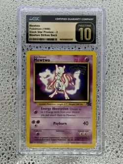 MEWTWO - 1999 Pokemon Movie Black Star Promo Card #3 CGC Pristine 10 Black Label - Image 1
