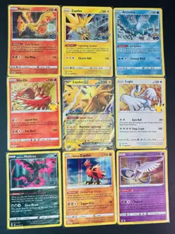 Pokemon Legendary Bird Bundle – Moltres Zapdos Articuno Lugia Ho-Oh 9 Card Lot - Image 1