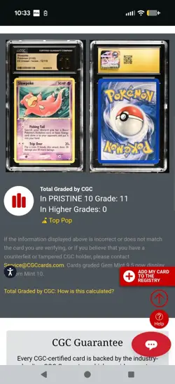 (POP 11) CGC 10 PRISTINE Pokemon Slowpoke EX Unseen Forces 72/115 2005 card - Image 4