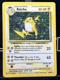 Raichu 14/102 Base Set Holo Unlimited WOTC Pokemon TCG - Image 3