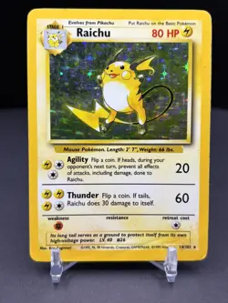 Raichu Holo Rare 14/102 1999 Pokemon Base Set English WOTC - Image 1