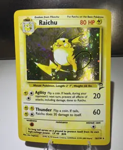 Raichu Base Set 2 Holo Rare 16/130 Pokemon Card - WOTC 1999 DMG - Image 1