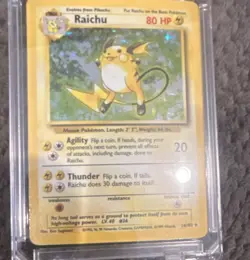 Pokemon Raichu Base Set Holo Rare Card 14/102 80 HP Wizards 1999 English - Image 1