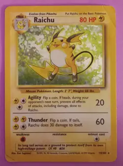 Pokemon TCG Raichu 14/102 Base Set Holo Rare Moderately Played - Image 1