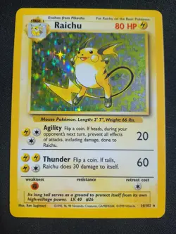 Pokemon TCG Raichu Base Set 14/102 Holo 1999-2000 Wizards Base Set Copyright... - Image 1