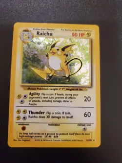 Pokemon Base Set Unlimited Raichu 14/102 Holo Rare - Image 1