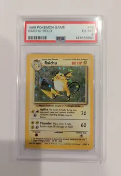 1999 Pokemon Base Set Unlimited Raichu Holo #14/102 PSA 6 - Image 1