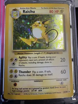 Pokemon TCG Raichu Base Set Holo Rare 14/102 1999 English 80HP - Image 2