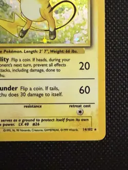 Pokemon TCG Raichu Base Set 14/102 Holo Unlimited Holo Rare - Image 5