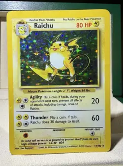Raichu Holo 1999 Base Set #14 LP Pokemon Card - Image 1