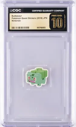 2018 POKEMON QUEST STICKERS JPN NINTENDO BULBASAUR CGC 10 PERFECT - Image 1