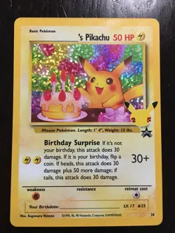 Birthday Pikachu Pokemon Celebrations #24 Holo Near Mint - Image 1