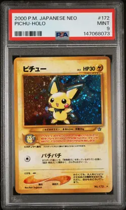Pokemon Japanese Pichu Holo Rare Neo 1 Genesis No. 172 PSA 9 MINT - Image 1