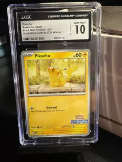 Pokemon Pikachu 2024 Illustration Contest SVP EN 214 CGC 10 Black Star Promo - Image 1
