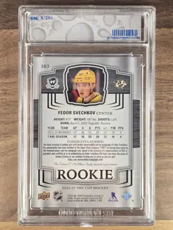 2024-25 Upper Deck The Cup Rookie Patch Auto Fedor Svechkov /249 Predators #183 - Image 4