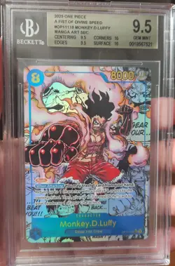 One Piece Monkey D Luffy Manga OP11-118 Beckett 9.5 English Edition - Image 1