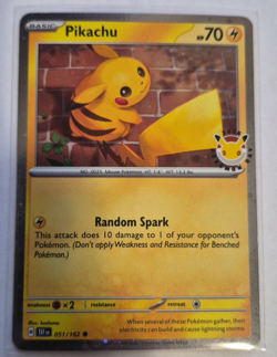 Pokemon TCG Pikachu 051/162 Pokemon Day Stamped Promo 30th Anniversary Holo - Image 1