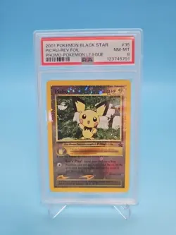 2001 Pokemon Black Star Pichu REV FOIL Pokemon League Promo PSA 8 SWIRL ✨ - Image 1