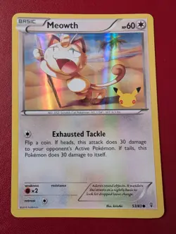 Meowth 53/83 Holo Anniversary Promo Pokemon Card Near Mint Condition - Image 1