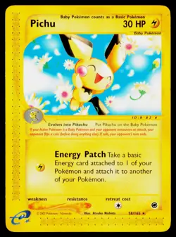 Pichu 58 - 058/165 Rare Normal Pokemon Expedition LP - Image 1