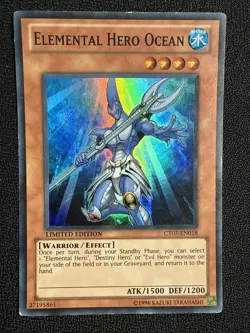 Yugioh- 1X Elemental Hero Ocean - Super - Limited - CT07-EN018 - Light Play - Image 1