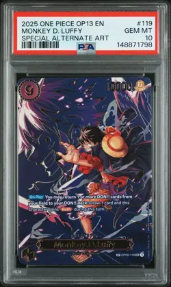 2025 ONE PIECE OP13-CARRYING ON HIS WILL #119 MONKEY D. LUFFY PSA 10 - Image 1