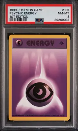 Pokemon Card Psychic Energy 101/102 1st Edition PSA 8 Shadowless Base Set - Image 1