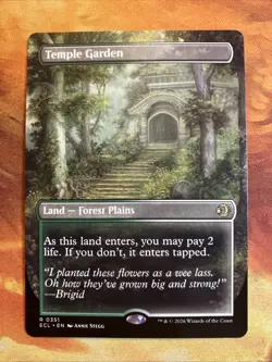 MTG Borderless Reversible Temple Garden Lorwyn Eclipsed Rare Land Near-Mint!! - Image 1