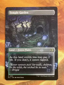 MTG Borderless Reversible Temple Garden Lorwyn Eclipsed Rare Land Near-Mint!! - Image 2