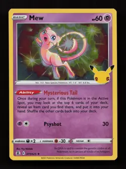 Mew 011/025 Holo Rare Celebrations Pokemon Near Mint - Image 1