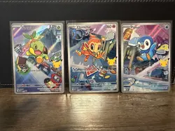 Pokemon First Partner Illustration Collection Turtwig Chimchar Piplup Promo Set - Image 1