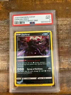 POKEMON 2020 Promo Mighty Tins SWSH #105 DARKRAI Holo PSA 9 Mint RARE - Image 1