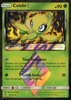 2018 SUN & MOON - LOST THUNDER CELEBI PRISM STAR (OC) LP/MP BASIC/RARE PRISM - Image 1
