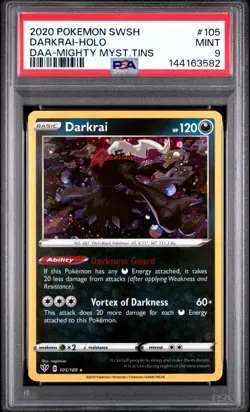 2020 POKEMON SWORD & SHIELD DARKNESS ABLAZE #105 DARKRAI-HOLO PSA 9 - Image 1