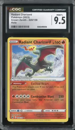 RADIANT CHARIZARD 020/159 POKEMON CROWN ZENITH HOLO CGC 9.5 MINT+ - Image 1