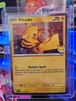 Pikachu 051/162 Pokemon Day STAMPED Cosmos Pokemon Day Promo SWIRL 🌀 - Image 2