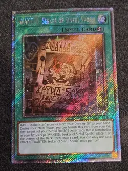 Yugioh 1x WANTED: Seeker of Sinful Spoils Platinum Secret Rare RA03-EN074 1st MP - Image 1