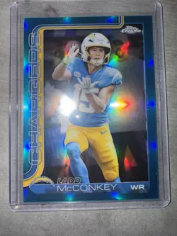 2025 Topps Chrome Ladd McConkey Aqua Parallel #’d /199 #156 LA Chargers - Image 1