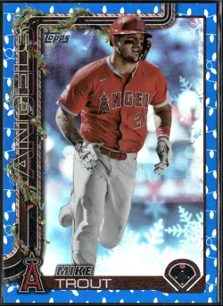 2025 Topps Holiday Metallic Blue Holiday Lights Mike Trout #H50 Angels - Image 1